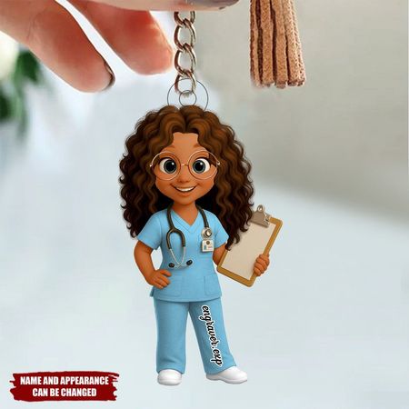 Things My Patients Said So I'll Never Forget, Medical Symbols And Nurse Cartoon-Personalized Keychain, Gift For Nurses